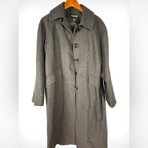 London Fog Women’s Wool Blend Long Overcoat Gray Size 14 trench coat